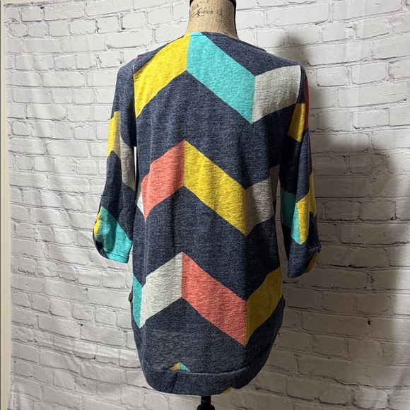 Flamingo Urban Chevron Patterned Light Sweater Women's Top with buttons accents - Picture 4 of 7